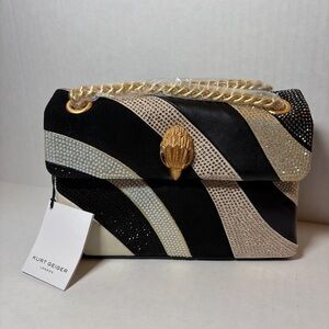 Kurt Geiger Mini Soft Leather KENSINGTON Black/White with Crystals